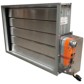 Absperrklappe mit Rückstellfeder für Außenmontage (400x800 mm, Flansch 20 mm)